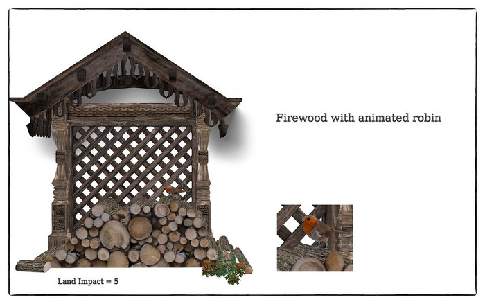 Firewood with animated robin - Box