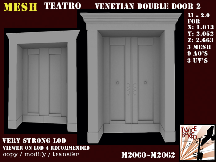 "TB" Teatro Venetian Double door 2 M2060 M2062