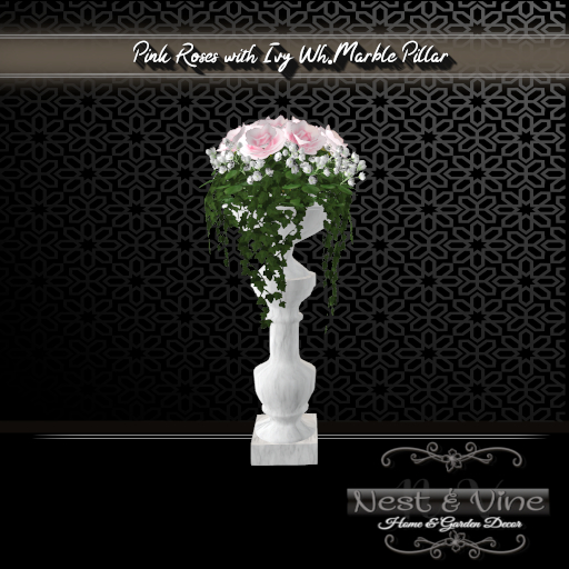Pink Roses/Wh.Marble Pillar