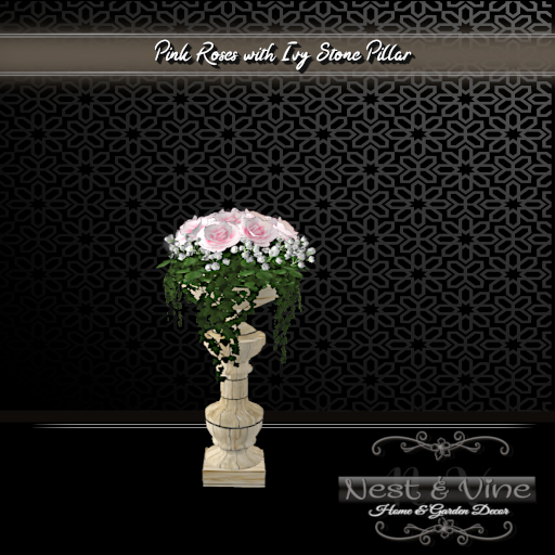 Pink Roses/Stone Pillar