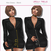 5987 Zippered Mini Dress  - Black
