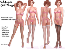 [CT] "Hello Sweety" Lingerie Rose Pink - BoM Layers - Nude, White, Gray, Black Socks DEMO