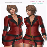 5987 Zippered Mini Dress  - Red/Black
