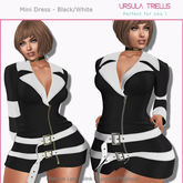 5987 Zippered Mini Dress  - Black/White