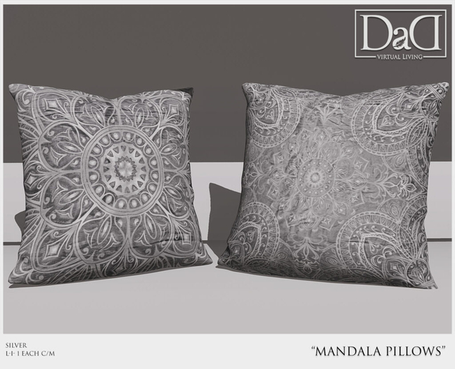 Mandala Pillows - Silver