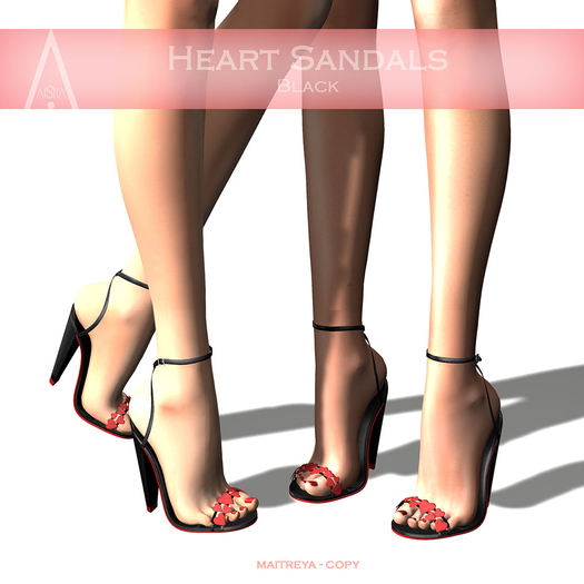 .AiShA. Heart Sandals Black 