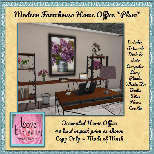 LE ~ Home Office Furniture *Modern Farmhouse Plum*