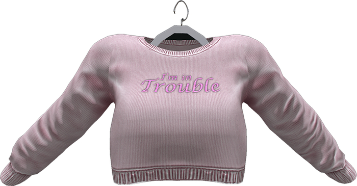 TROUBLE PINK Cropped Sweater SALE