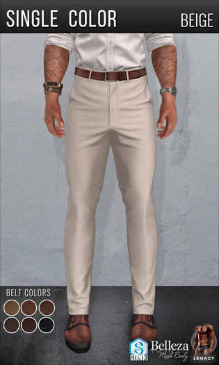 {COLD-ASH} Mens ALESSIO Trousers (SingleColor-Beige)