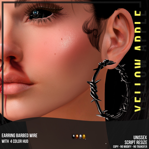 Yellow Apple - Earring Barbed Wire