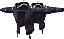 Purple Black Leather Biker Jacket 