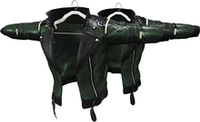 Green Black Leather Biker Jacket