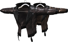 Brown Black Leather Biker Jacket 
