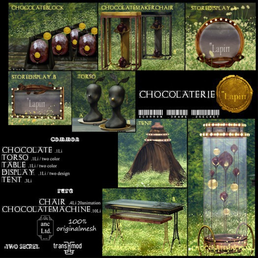 {anc} "lapin. chocolatemakerchair.B 3Li/RARE