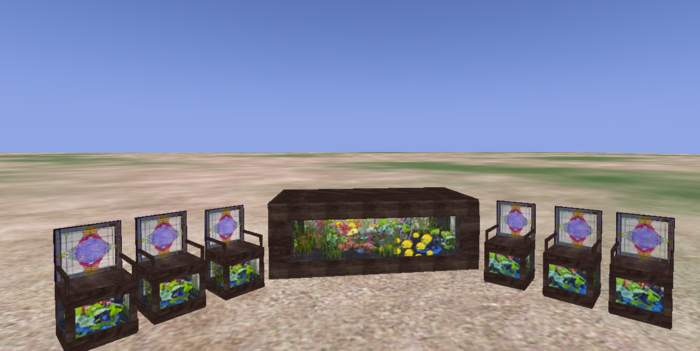 Aquarium table and 6 chairs