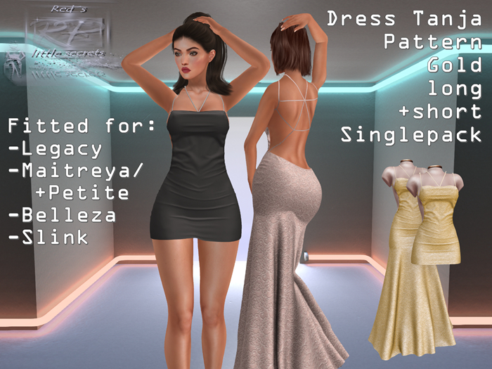 {RP} Dress Tanja Single Pack Long and Short  Pattern Gold