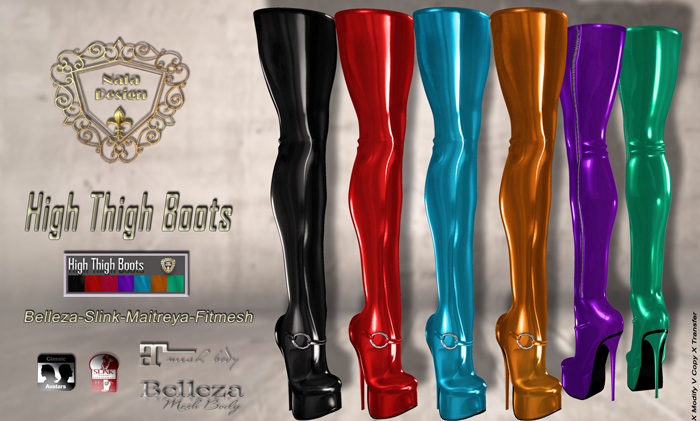 ND Updated - High Thigh Boots Latex - Mesh & Classic Bodies