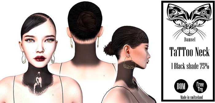 Damsel Tattoo neck black