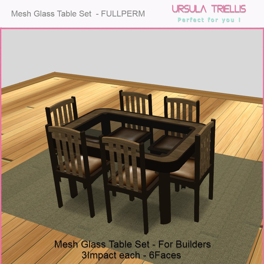6376 Glass Table Set Mesh - [FULLPERM]