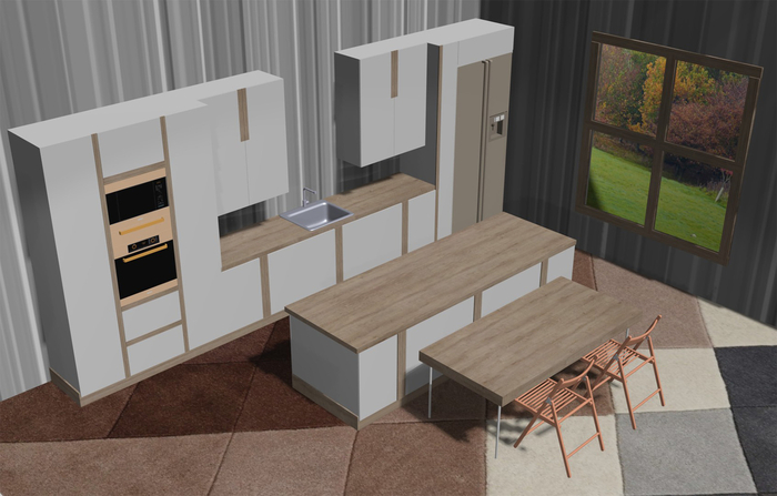 Kitchen interior - Cupboard and tables