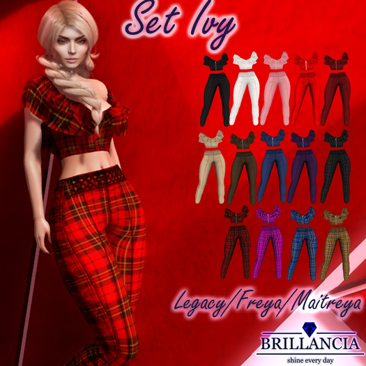 BRILLANCIA - Pants Ivy red cage