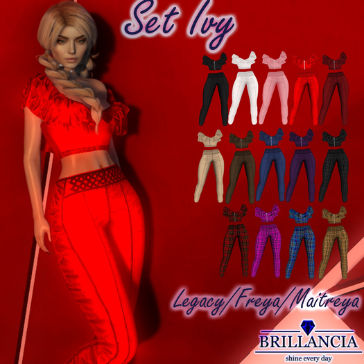 BRILLANCIA - Pants Ivy red