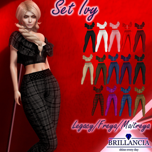 BRILLANCIA - Pants Ivy maroon