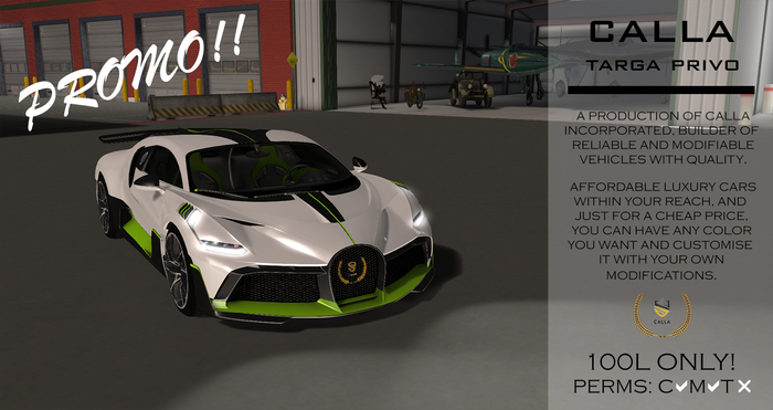 Calla Targa Privo PROMO SALE!!! LIMITED TIME ONLY!