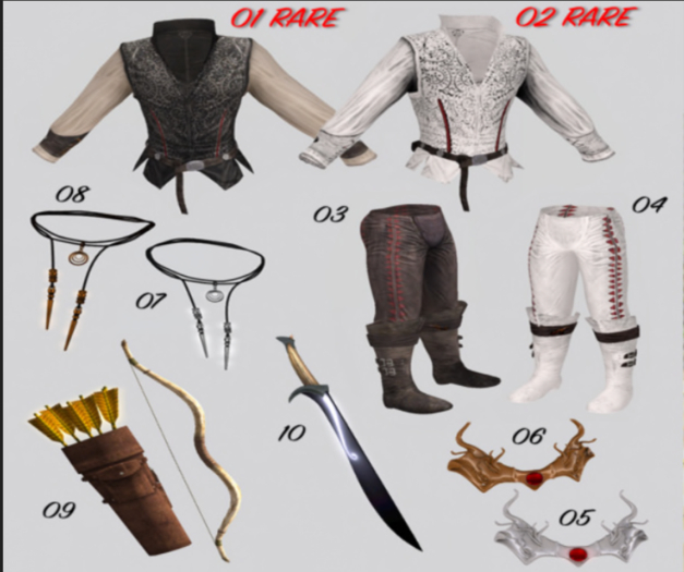 DiMi's - Elven Top RARE. pants boots. WHITE GAMIN