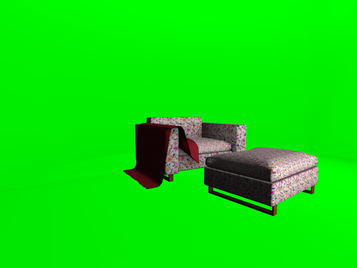 Armchair & Footrest White Floral  Pattern with Poses