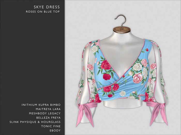 Black Owl - Skye - Roses on Blue - Top