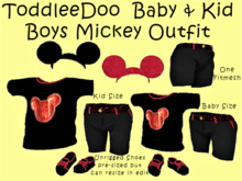 ToddleeDoo Baby & Kid -- MY MICKEY TOP AND BERMUDA SHORTS -- Black & Red! Matching Shoes! 1 Black & 1 Red Mouse Ears!