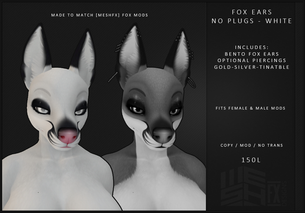 [MeshFX] FOX EARS - NO PLUGS - WHITE