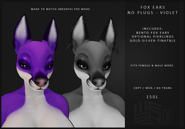 [MeshFX] FOX EARS - NO PLUGS - VIOLET
