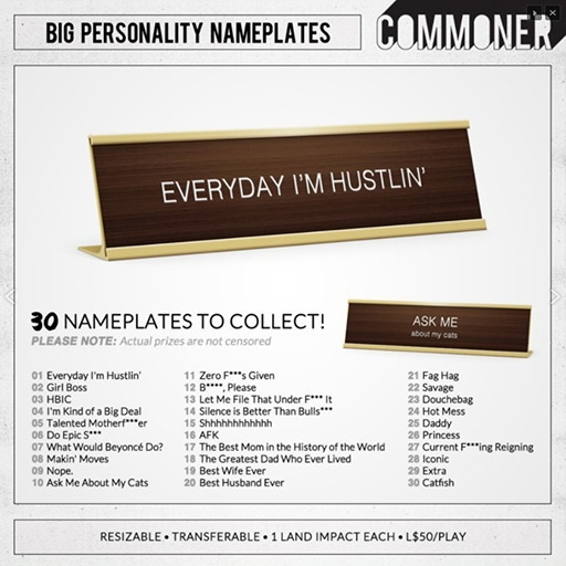 [Commoner] Big Personality Nameplate / 09 - Nope