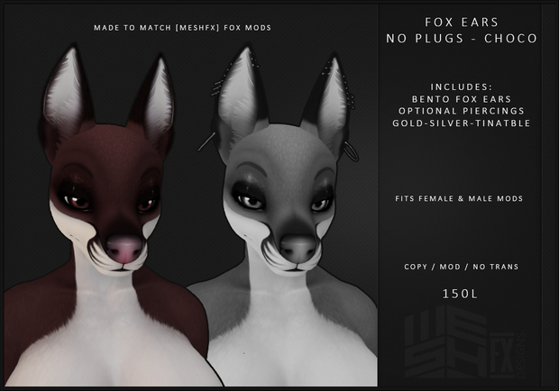 [MeshFX] FOX EARS - NO PLUGS - CHOCOLATE