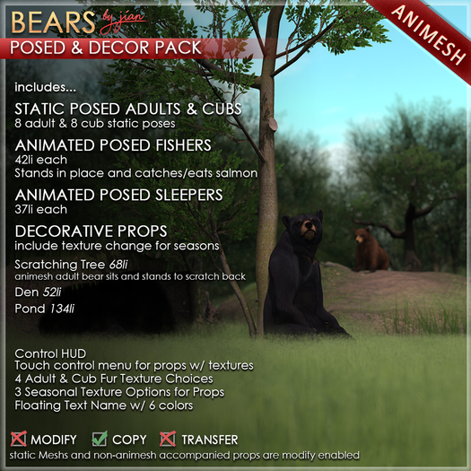JIAN Bear Posed & Decor Pack 