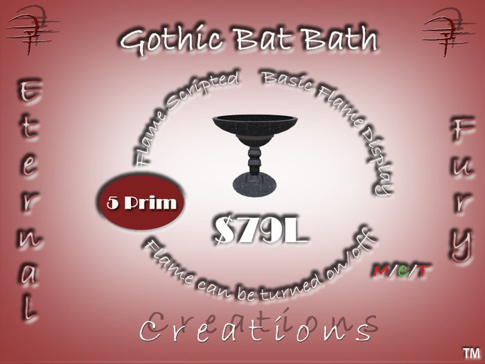 - EF- "Gothic" Bat Bath Basic w/ Flame Only