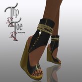 PROMO-TIPTOE Classic Leather Wedge Heels-Black/gold