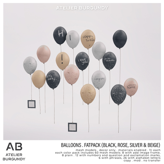 Atelier Burgundy . Balloons FATPACK *ADD*