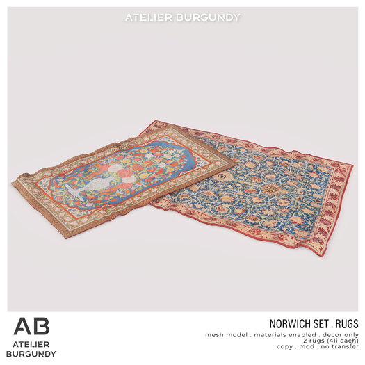 Atelier Burgundy . Norwich Set . Rugs *ADD*