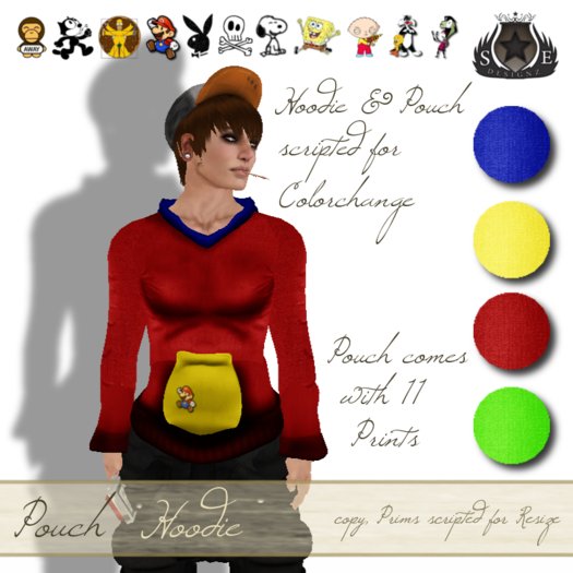 [SE*Designz] Pouch Hoodie - red (scripted)