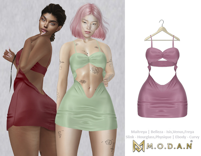 [ M.O.D.A.N ] Daphne Satin Dress ROSE / Maitreya / Belleza / Slink / Ebody