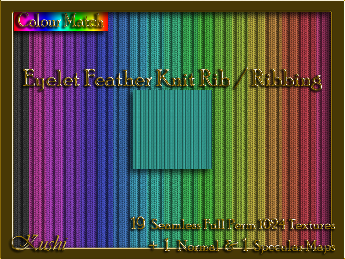 Eyelet Feather Knit Rib / Ribbing Seamless Texture Set