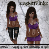 Custom iNKZ Rockin iT Purple - Tank & Mini Skirt w/Bonus Denim Capri's  