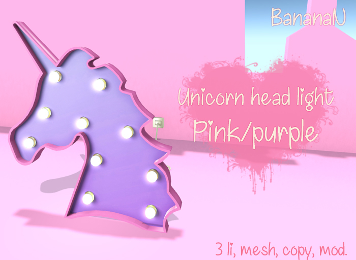 Unicorn head light - purple/pink 