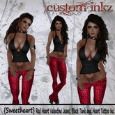 Custom iNKZ Sweetheart Red - Low Rise Unbuttoned Heart Jeans,Tank And Heart Tattoo   [NEW &PROMO]