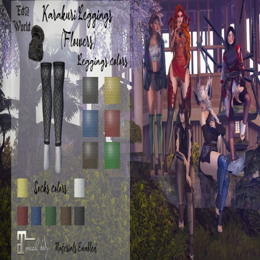 Edo World- Karakuri Leggings Flowers