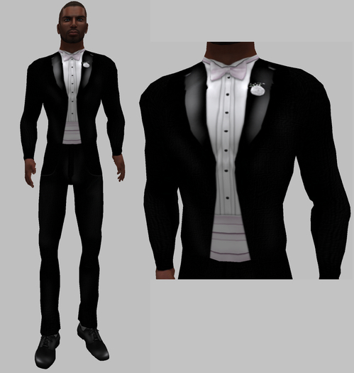 Complete tuxedo with pink bow tie