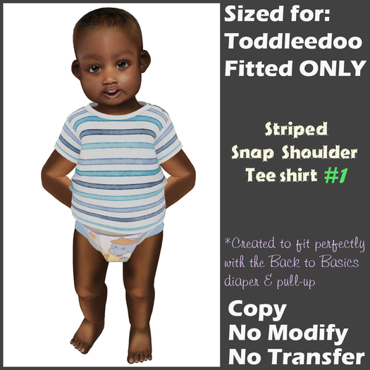 [Back to Basics] Striped 1 snap shoulder tee 